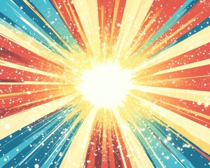 Wall Mural - Line art illustration featuring an abstract background with a burst of light and an explosion of rays Graphic depiction of vibrant illumination