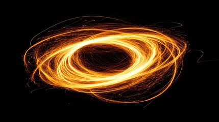 Line art illustration of a spinning fireball created with burning steel wool in a fire twirling performance