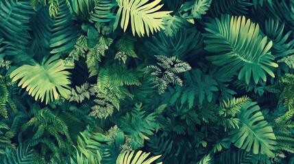 Wall Mural - Fern in a lush natural forest