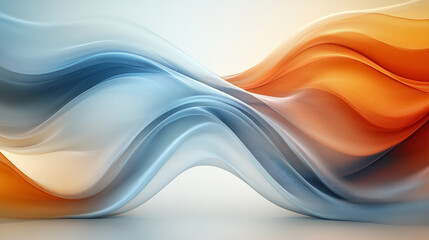 Wall Mural - Elegant abstract waves in blue and orange hues, creating a dynamic flow of color and light for a modern artistic background.