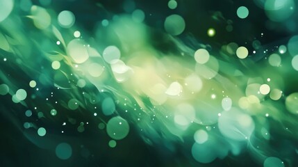 Poster - Line art illustration featuring blur and bokeh effects with a green color palette