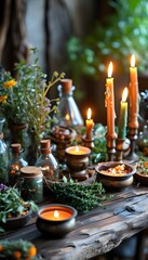 burning candles in a temple