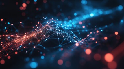 Fototapete - Abstract polygonal digital background featuring interconnected lines A futuristic HUD inspired space design suitable for various applications including business and technology