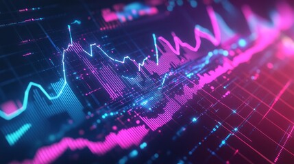 Abstract digital background with a futuristic stock market graph.