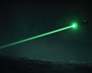 Wall Mural - Line art depiction of a green laser against a dark backdrop