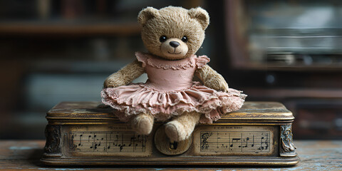 Wall Mural - a teddy bear wearing a dress

