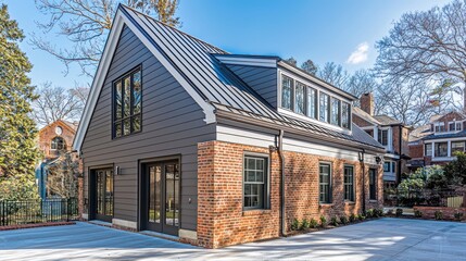 Wall Mural - a historic renovation with james hardie siding, blending seamlessly with traditional brick elements,