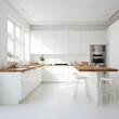 © kirti - Modern Minimalist Kitchen with White Interiors and Wooden Accents
