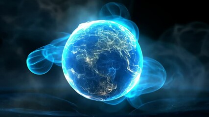 Poster - Discover the enchanting world of blue magical glowing powder swirling in mid-air at sunset