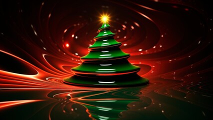 Wall Mural - Abstract 3D style wall paper of Christmas tree