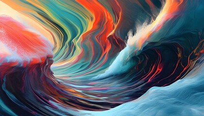 Wall Mural - Modern Abstract Wave Art with Vibrant Colors for Contemporary Wallpaper Decoration