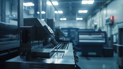 Wall Mural - cnc machine in a military production facility