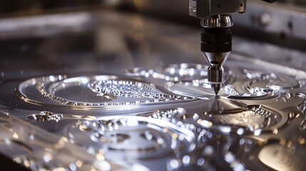 CNC machine producing intricate metal designs