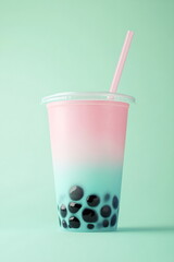 bubble tea on pastel colored background