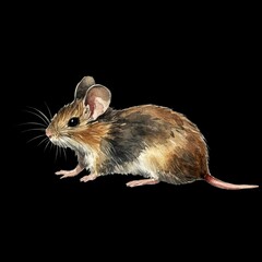 Watercolor illustration of a brown and gray mouse