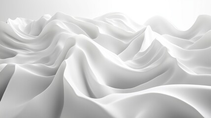 Poster - white background with waves, vector art, smooth lines, 3d render, no shadows, grey color palette, high resolution