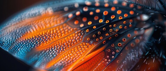 Colorful Insect Wing Close-Up with Intricate Patterns