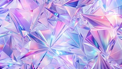 Poster - Holographic background with glass shards. Rainbow reflexes in pink and purple color. Abstract trendy pattern. 