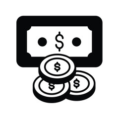 money glyph icon with white background vector stock illustration