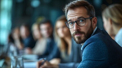 Leinwandbilder - Business people collaboration and meeting with discussion in office for corporate planning networking and diversity Professional employees and teamwork in boardroom with talking and li : Generative AI