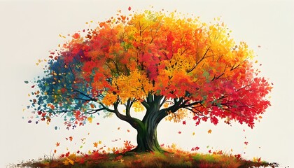 Wall Mural - Vibrant autumn tree showcasing colorful leaves, embodying the beauty of the season for nature-inspired projects and designs