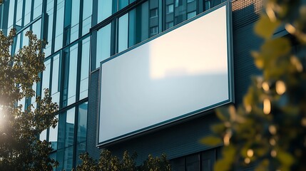 Poster - Billboard mockup on the wall of a building with an empty outdoor advertising screen : Generative AI