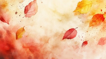 Poster - Autumn Leaves Watercolor Painting