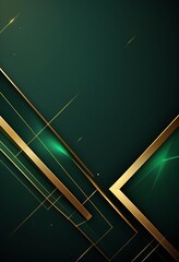 Wall Mural - Abstract geometric design with green and gold elements.