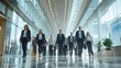 © The Little Hut - full length of a group of business people walking in an office lobby : Generative AI