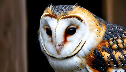 Poster - Majestic barn owl perched gracefully on a rustic farm branch