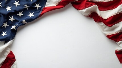 Aufkleber - Top view of Flag of the United States of America on white background  Independence Day USA Memorial : Generative AI