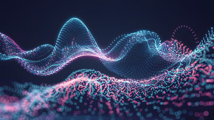 Poster - celestial wave: abstract pink and blue particle flow