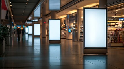 Poster - Sign and Billboard Mockup at duty free shop in departure terminal to promote your business or organization in a unique and eyecatching way : Generative AI