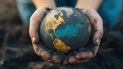 Hopeful Hands Holding the World   Responsibility for a Sustainable Future