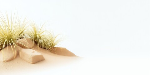 Wall Mural - Closeup of a small patch of grass on a sand dune