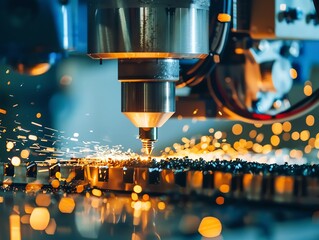 Wall Mural - cnc machine producing parts for electronics