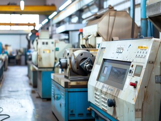Wall Mural - cnc machine shop with various machines