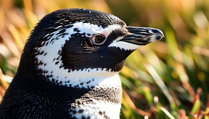 Poster - Adult Magellanic penguin basking in the sun on a warm afternoon