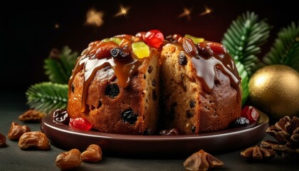 christmas cake with chocolate