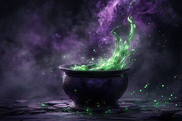 Wall Mural - Witch's potion cauldron in an ominous haze