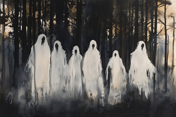 Poster - Ghostly silhouettes in the woods