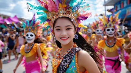 Wall Mural - Vibrant Festival Celebration with Colorful Costumes