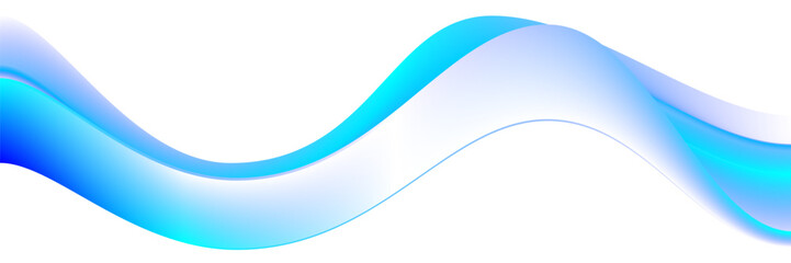Poster - abstract art blue wave smooth gradient with transparent background horizontal banner
