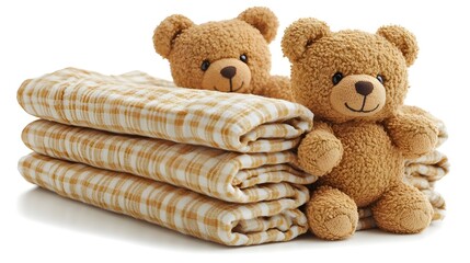 Wall Mural - a stack of blankets and teddy bears

