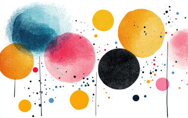 Aufkleber - colorful abstract circles and dots create a vibrant, playful atmosphere in this artistic illustratio