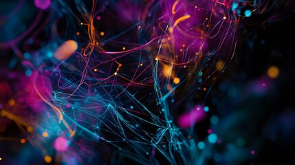 Poster - Abstract background with colorful lines and glowing lights.