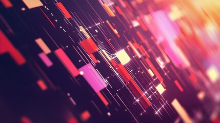 Poster - Abstract digital background with colorful glowing lines and shapes.