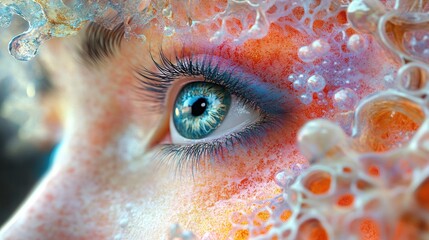 Poster - Close-Up of a Blue Eye with Intricate Abstract Patterns