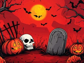 Wall Mural - halloween background with pumpkins