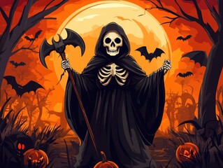 Wall Mural - halloween background with pumpkin